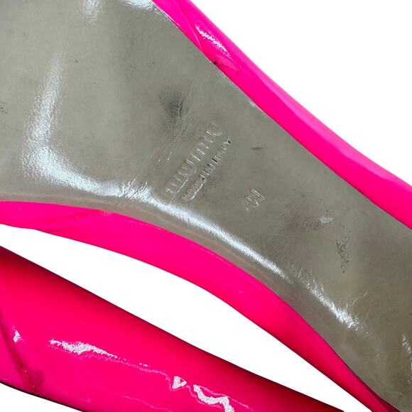 Miu Miu Neon Pink Patent Peep Toe Stiletto Heels - Picture 5 of 7
